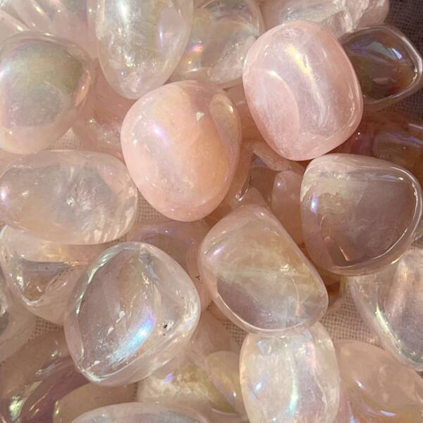 angel aura rose quartz tumblestones