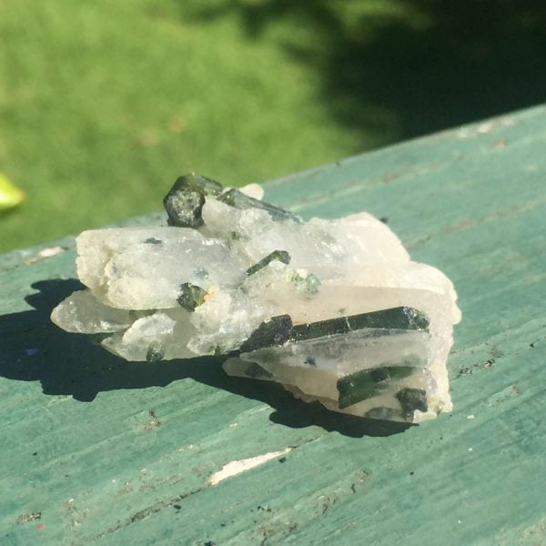 Green tourmaline in quartz