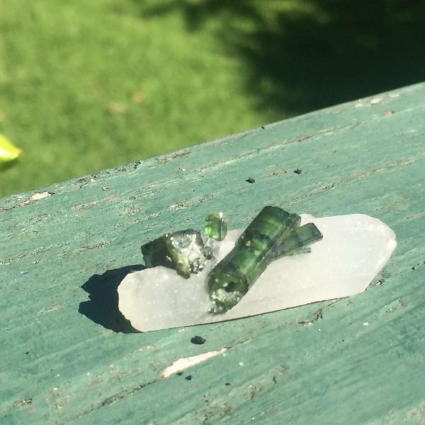 Green tourmaline in quartz