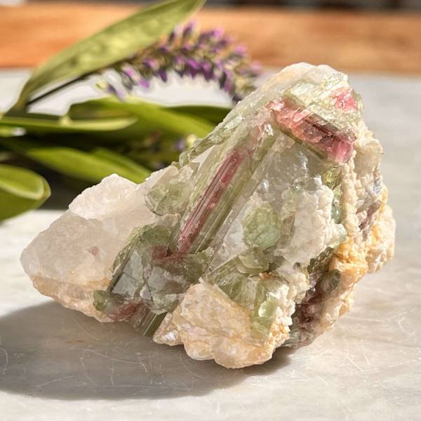 Watermelon tourmaline in quartz