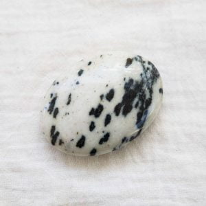 Calcite soapstone, white with black speckles