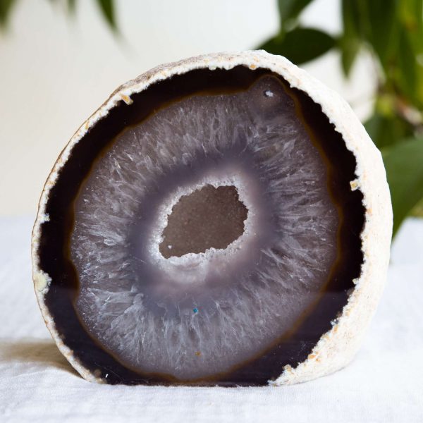Agate cut base half geode