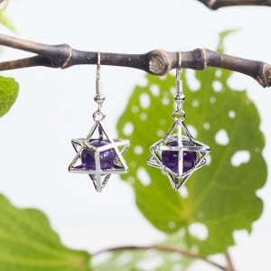 Amethyst merkaba earrings