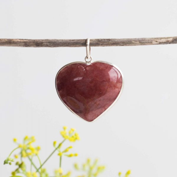 Strawberry quartz heart pendant