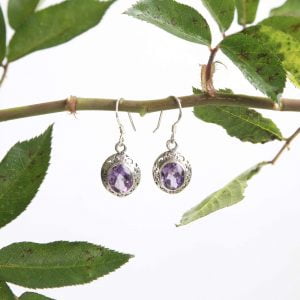 Amethyst earrings Indian silver