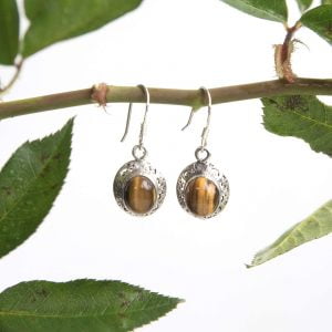 Golden tiger eye earrings indian silver