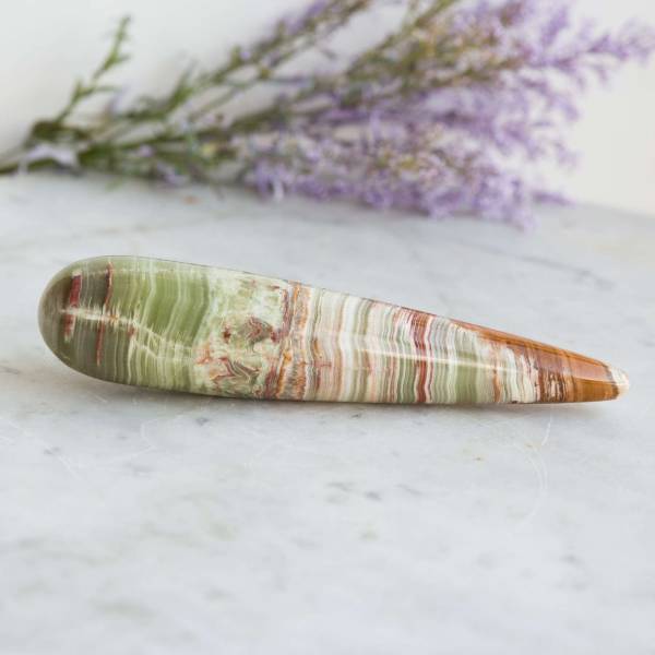 Banded calcite massage wand