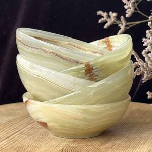 green banded calcite bowl