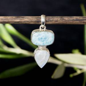 Larimar and moonstone pendant