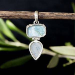 Alternative view of Larimar and moonstone pendant
