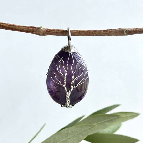 Amethyst tree of life pendant