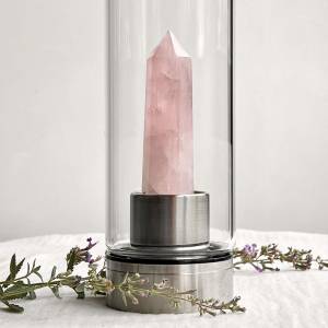 Rose quartz tower six sided point water bottle
