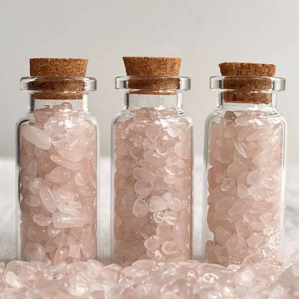 Rose quartz gem bottle