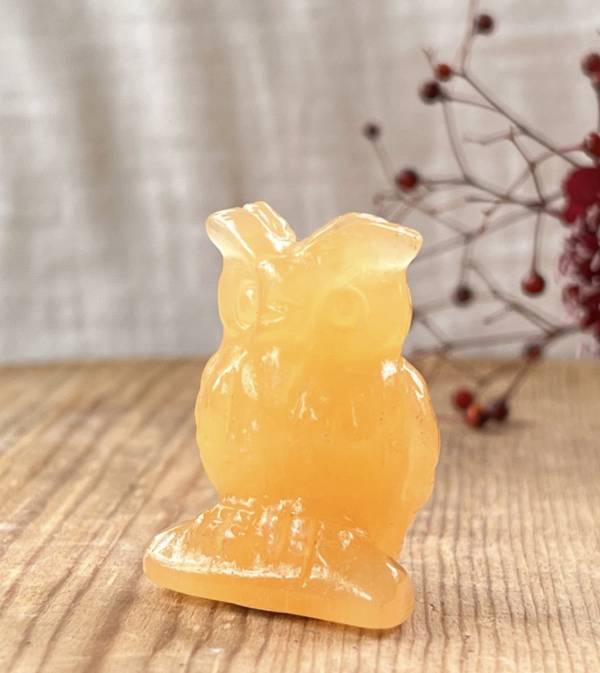 Orange calcite owl