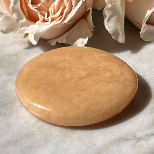 Orange calcite palmstone