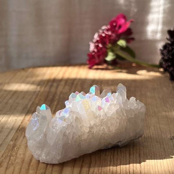 Angel aura quartz cluster