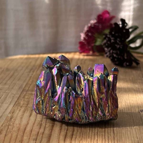 Rainbow aura quartz cluster - Image 6
