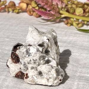 natural spessartine garnet with mica