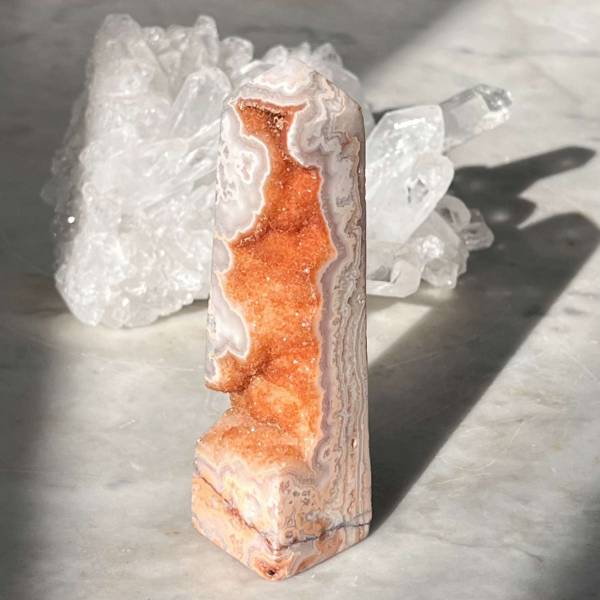 Crazy lace agate obelisk