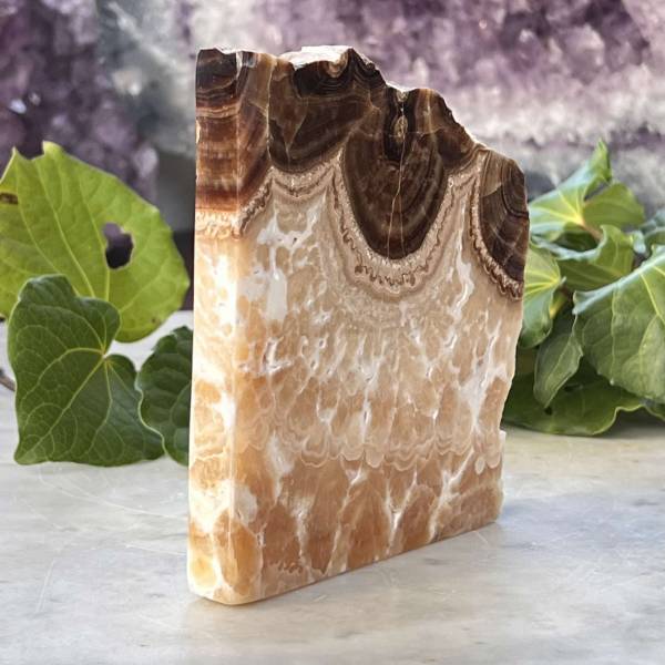 Chocolate calcite - part polished - Image 3