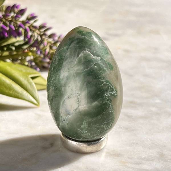 Moss agate egg