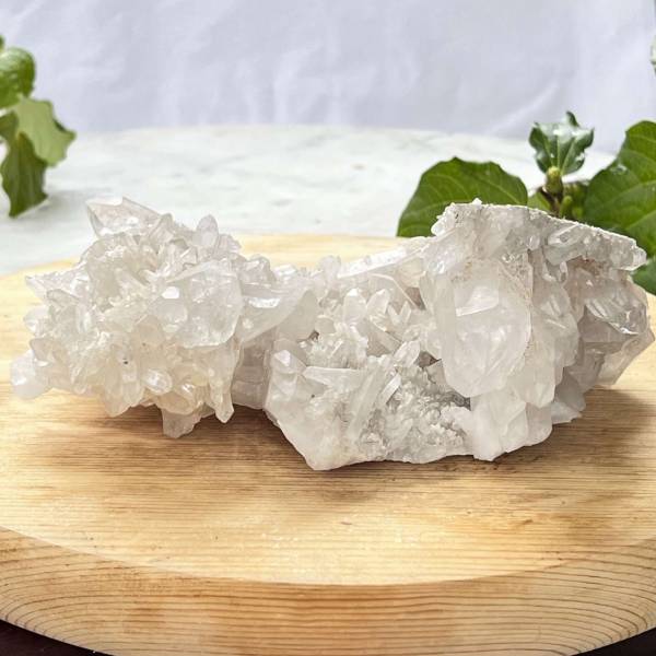 clear quartz cluster with points in multiple directions
