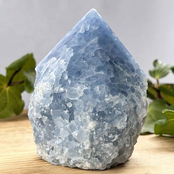 Blue calcite - part polished - Image 3