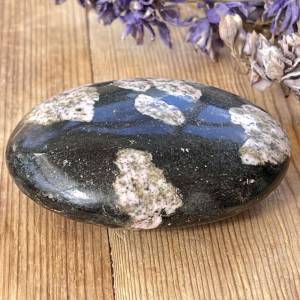 Luxullianite soapstone, black with pink inclusions polished smooth