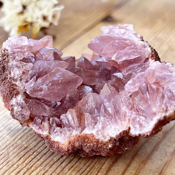 Pink amethyst cluster