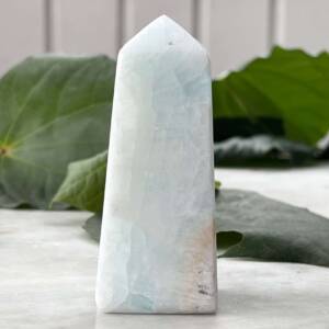 Caribbean calcite obelisk, mainly blue aragonite with a little sandy calcite