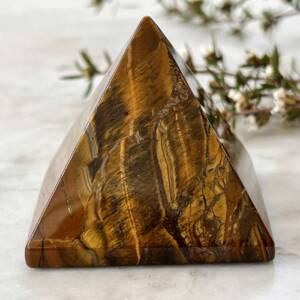 Golden tiger eye pyramid