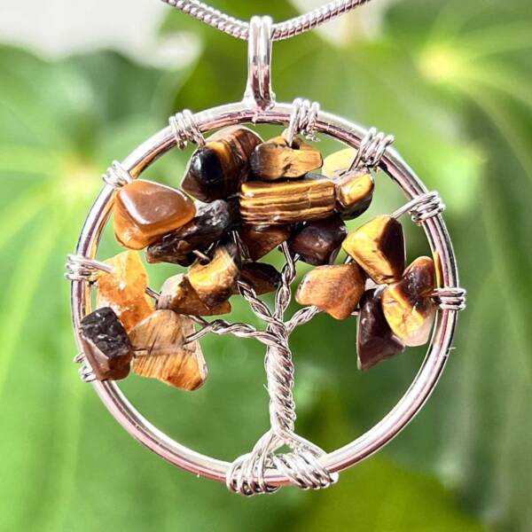 Golden tiger eye tree of life pendant