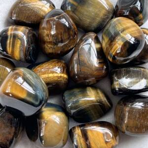 blue and gold tiger eye tumblestones