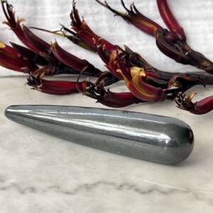 Hematite massage wand, conical and tapered, polished smooth