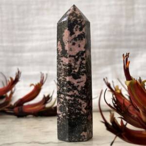 rhodonite tower more black than pink with a crazy pattern