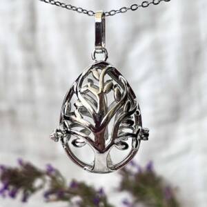 tree locket gem cage pendant