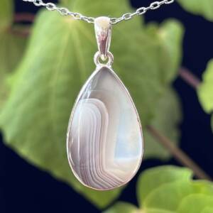 Botswana agate pendant set in solid silver
