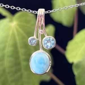 larimar and blue topaz pendant set in solid silver