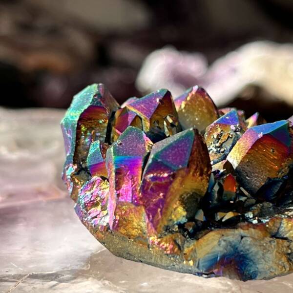 Rainbow aura quartz cluster - Image 6