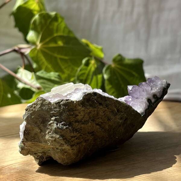Amethyst cluster with calcite - Image 8