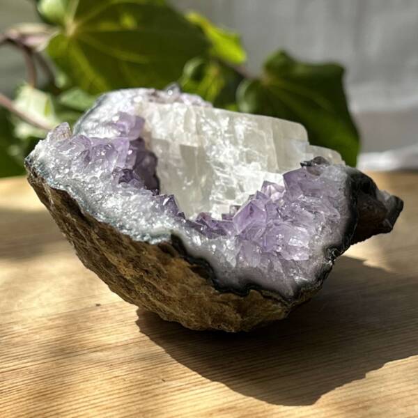 Amethyst cluster with calcite - Image 6