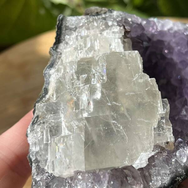 Amethyst cluster with calcite - Image 4