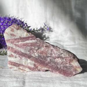 pink tourmaline in quartz natural specimen