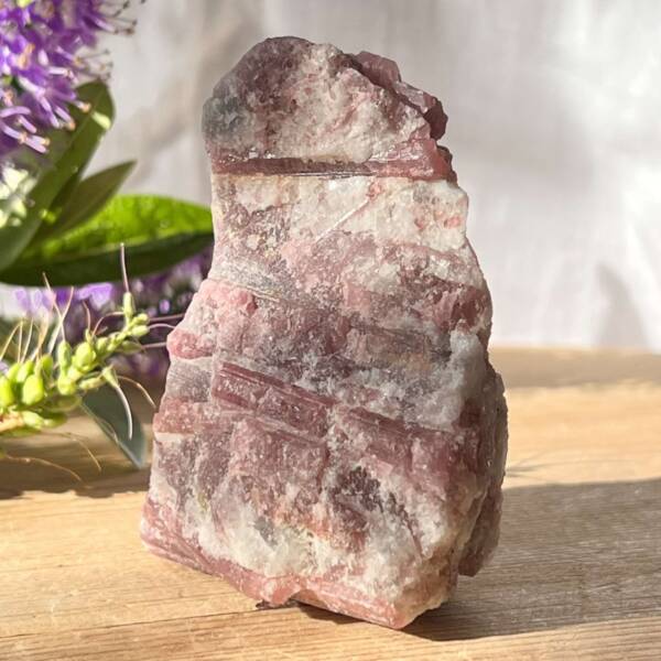 natural pink tourmaline in quartz
