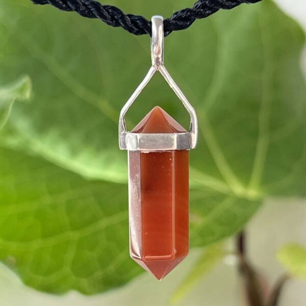 orange agate pendant double terminated set in silver