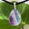 blue and purple fluorite pendant set with silver