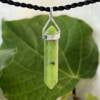 green jade pendant with six sides double terminated set in silver
