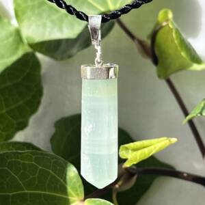 pistachio calcite pendant set in silver