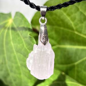 kunzite pendant natural lilac translucent crystal with a swing clasp setting
