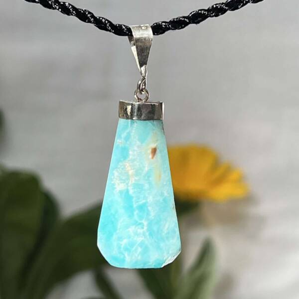 caribbean calcite pendant set in silver